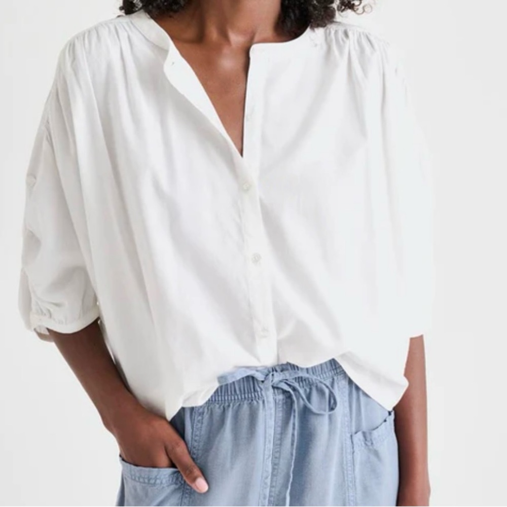 Splendid White Button-Down Peasant Shirt
